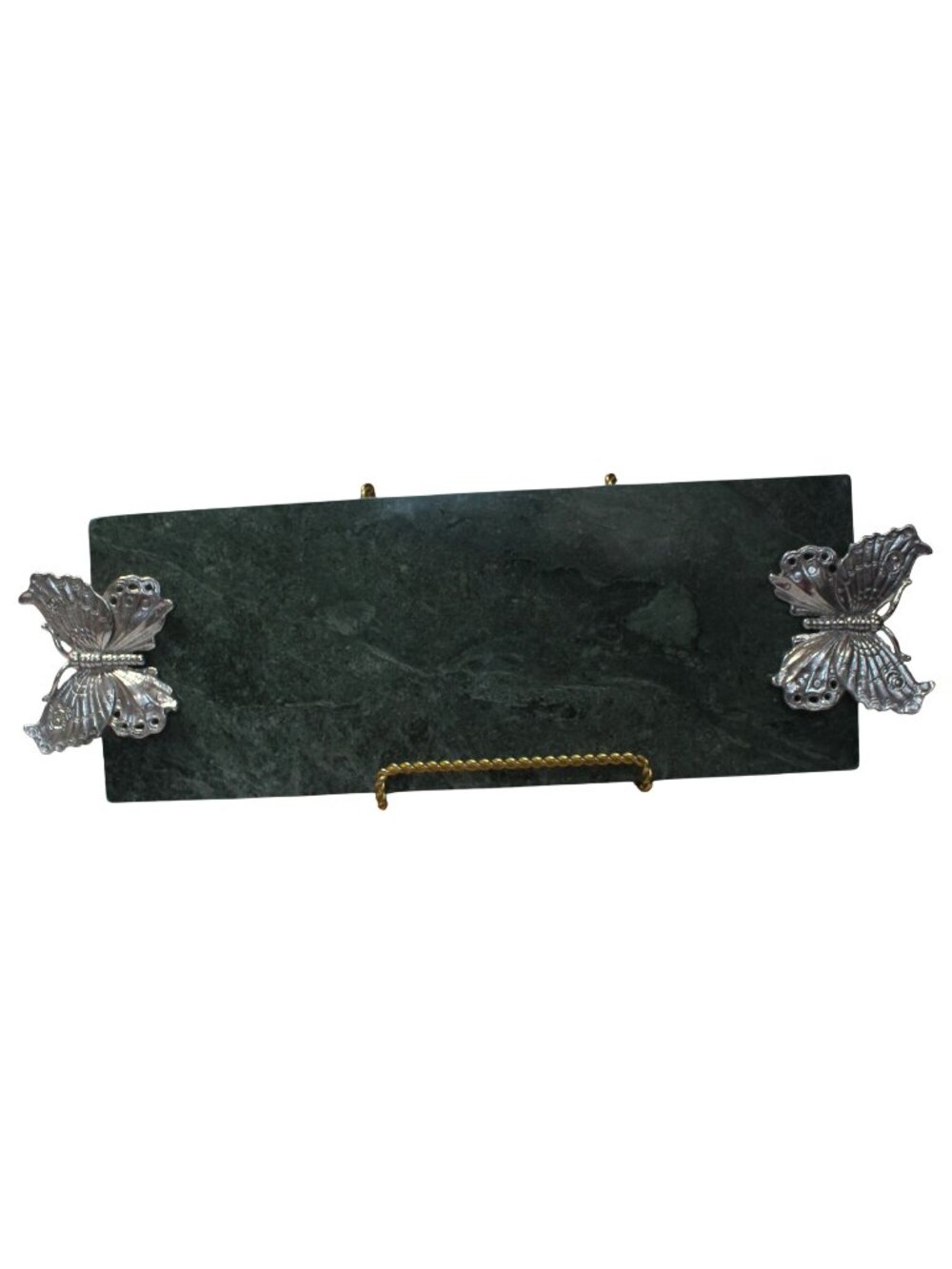 Arthur Court Butterfly Green Marble Cheese Board Serving Tray Charcuterie Vtg